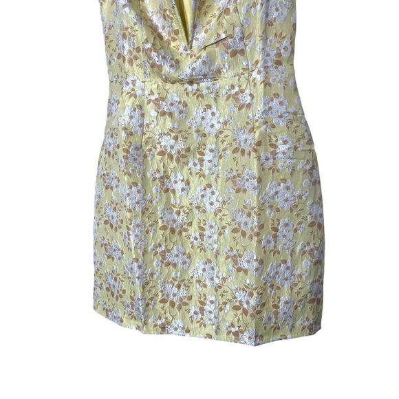 Lulus Favorite Song‎ Yellow Floral Jacquard Off-The Shoulder Mini Dress S NWT - Picture 3 of 12